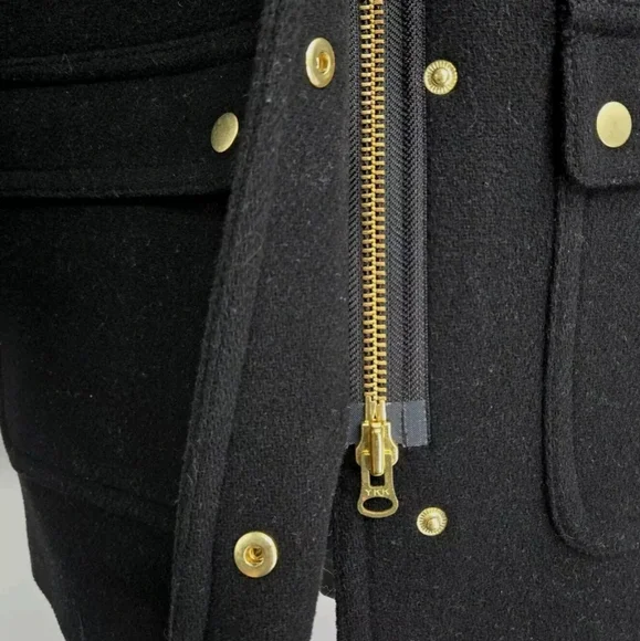 J Crew Chateau Black Wool Stadium Cloth Parka Fur Hood Coat‎ - Picture 7 of 16